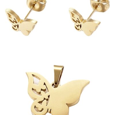Parure ensemble en acier. Papillon