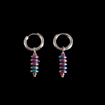 Boucles d’oreilles acier et hématites