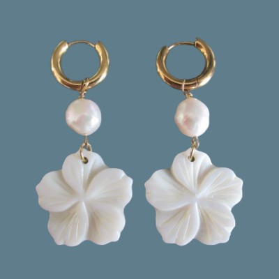 Boucles d’oreilles nacre et acier doré