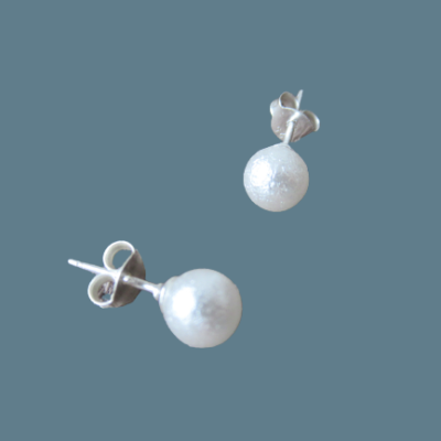 Boucles d’oreilles argent et verre (blanc)
