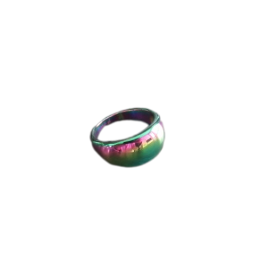 Bague jonc en acier arc en ciel