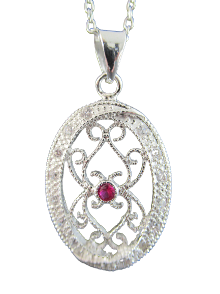 Parure, ensemble, set, boucles d'oreilles, chaîne et pendentif filigranés