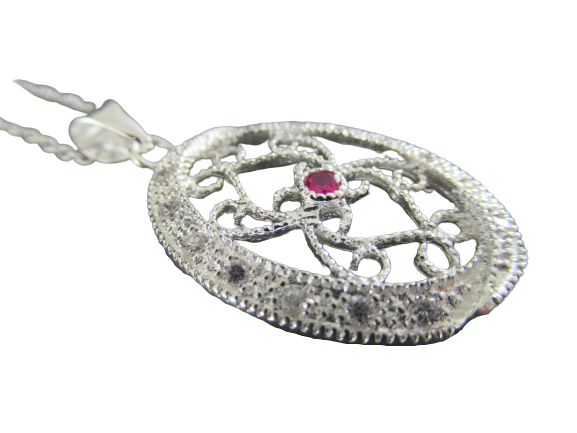 Parure, ensemble, set, boucles d'oreilles, chaîne et pendentif filigranés