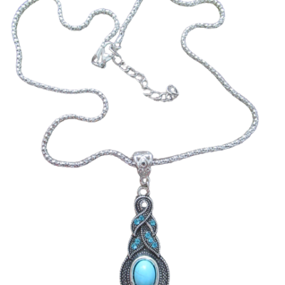Parure turquoise veinée et cristaux