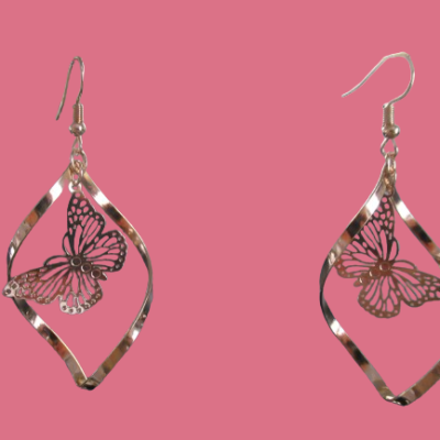 Boucles d'oreilles dorées papillon