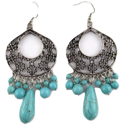 Boucles d’oreilles turquoise veinée