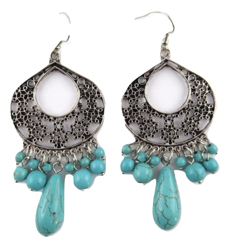 Boucles d’oreilles turquoise veinée