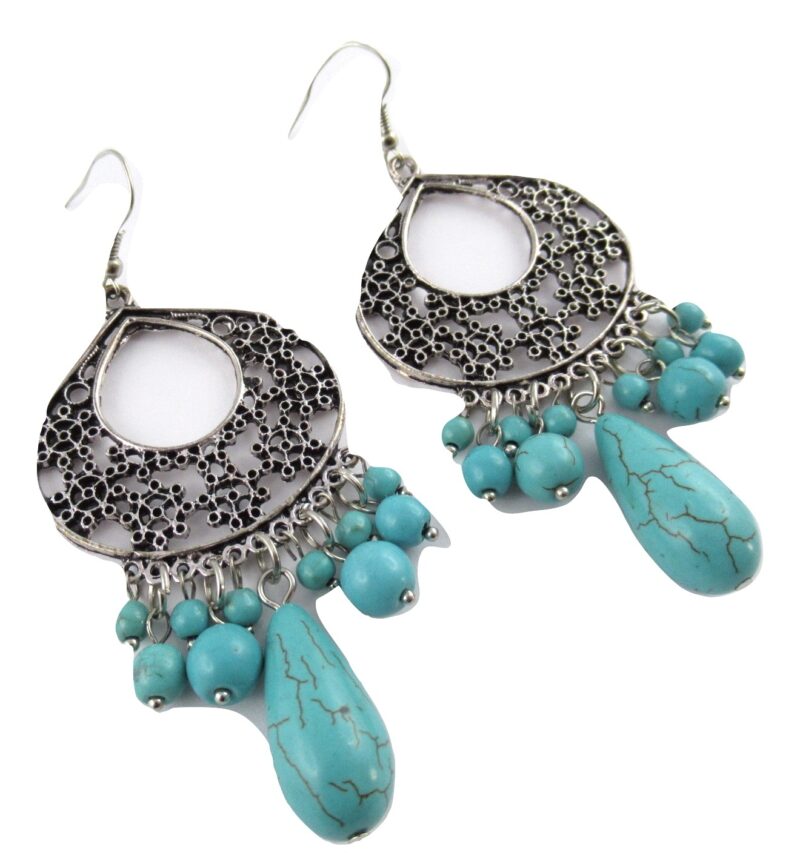 Boucles d’oreilles turquoise veinée