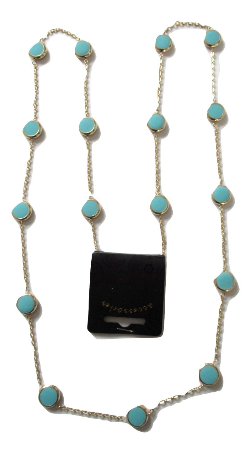 Collier sautoir palets turquoise