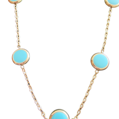 Collier sautoir palets turquoise
